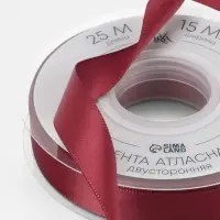 Лента атласная TEIRA, двухсторонняя, 15 мм, 25&plusmn;1 м, бордовая №0789