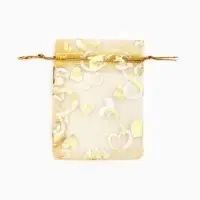 Набор мешочков подарочных 100шт. "Сердечки", 7*9 см, цвет золотой (1195304) Набор мешочков подарочных 100шт. "Сердечки", 7*9 см, цвет золотой (1195304)
