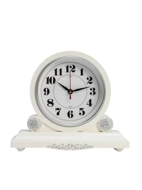 Часы настольные каминные &laquo;Берта&raquo;, бесшумные, d=16.5 см, белые, от батарейки 1&times;АА
