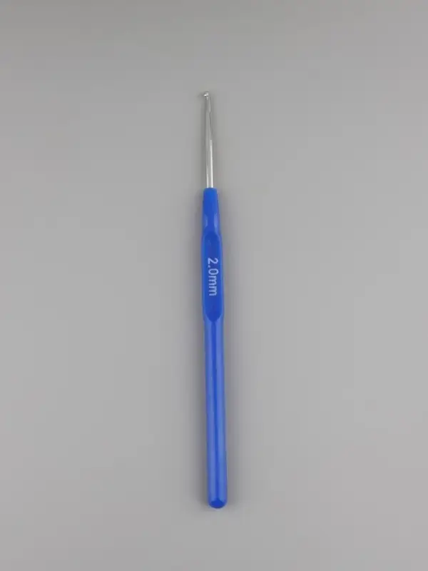Крючок для вязания, с пластиковой ручкой, d=2 мм, 13.5 см, синий