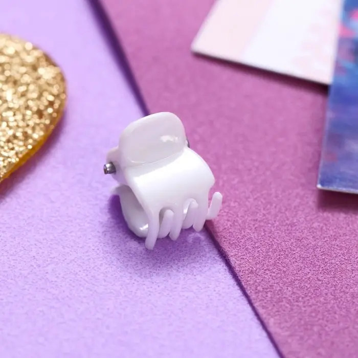 Крабик для волос«Маленькая радость», набор 6 шт., классика нежность, 1 см, белый