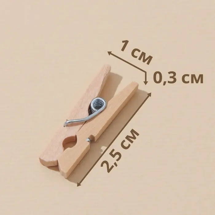 Прищепки Доляна, деревянные, 2.5&times;0.7 см, 24 шт.