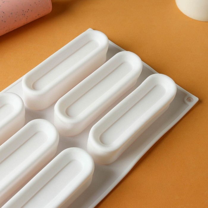 Форма для муссовых десертов и выпечки KONFINETTA «Венеция», силикон, 29,5×17×3 см, 6 ячеек, цвет белый Форма для муссовых десертов и выпечки KONFINETTA «Венеция», силикон, 29,5×17×3 см, 6 ячеек, цвет белый