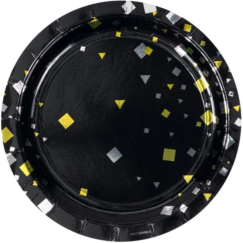 Набор тарелок Конфетти Party черная 17см 6шт/уп,1502-5497