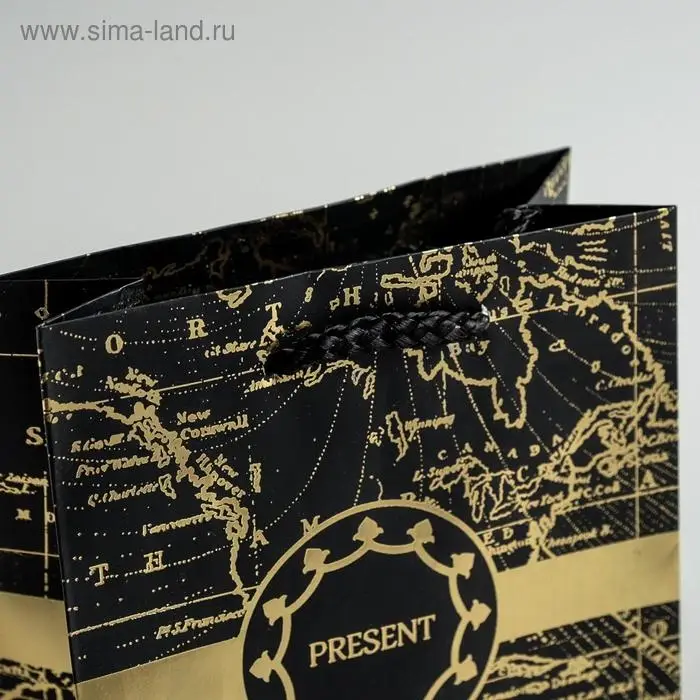 Пакет подарочный ламинированный, упаковка, &laquo;Gold present&raquo;, S 12 х 15 х 5.5 см