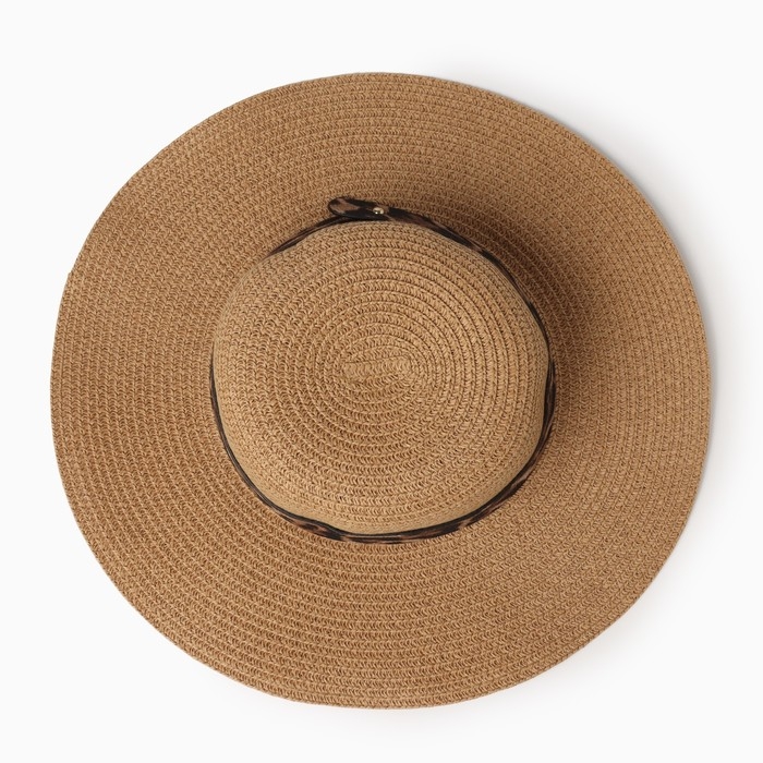 Шляпа женская с леопардовым ремешком MINAKU цвет коричневый, р-р 58