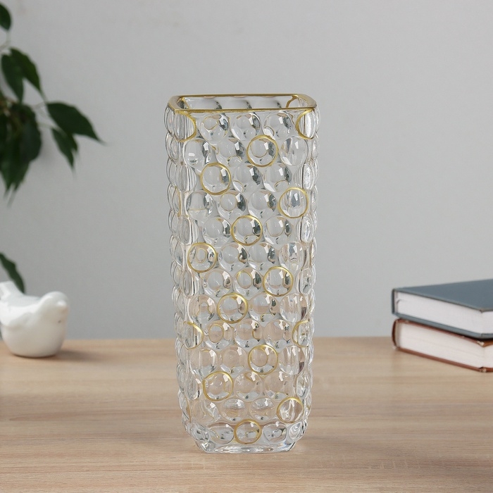 Ваза стекло настольная  Ваза стекло настольная "Альма галант" круги, 24х10 см, прозрачный