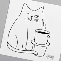 Переводная тату на тело чёрная «Котокофе», 6×6 см