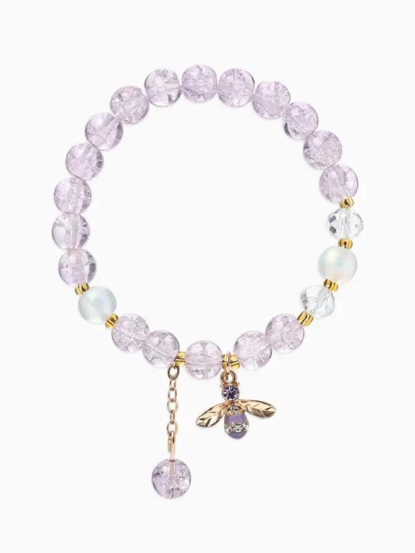 Браслет с подвесками &laquo;Сахарный. Пчёлка&raquo;, d=6 см, шар №8, фиолетовый в золоте
