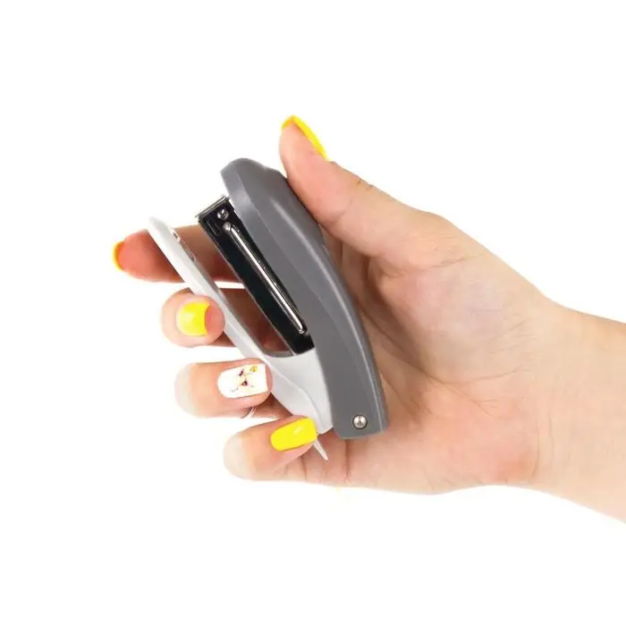 Степлер канцелярский № 10, BRAUBERG Einkommen, до 12 листов, встроенный антистеплер, пластиковый корпус, серый