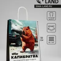 Пакет подарочный бумажный, &laquo;Капибратва&raquo;, 24&times;10.5&times;32 см