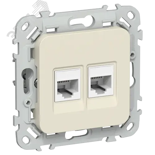 FLITE Розетка 2-местная компьютерная RJ45 категория 5Е UTP РК5е-2-0-ФлСл сливочный IEK