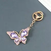 Брелок металл, стразы на карабине "Бабочка" прозрачный 4,7х6,4х0,8 см