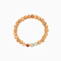 Браслет из сандалового дерева с агатом, длина 18 см, цв. голубой