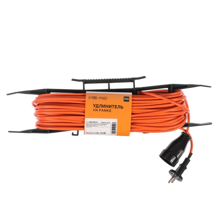 Удлинитель на рамке Luazon Lighting ECO, 1 розетка,ПВС 2х0.75, 6 А, 1300 Вт, IP 20, 30м, Оранжевый Удлинитель на рамке Luazon Lighting ECO, 1 розетка,ПВС 2х0.75, 6 А, 1300 Вт, IP 20, 30м, Оранжевый