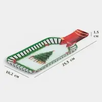 Блюдо сервировочное Доляна &laquo;Новогодний лес&raquo;, 25.5&times;10.2&times;1.5 см, в форме бутылки, стекло, зелёное, белое