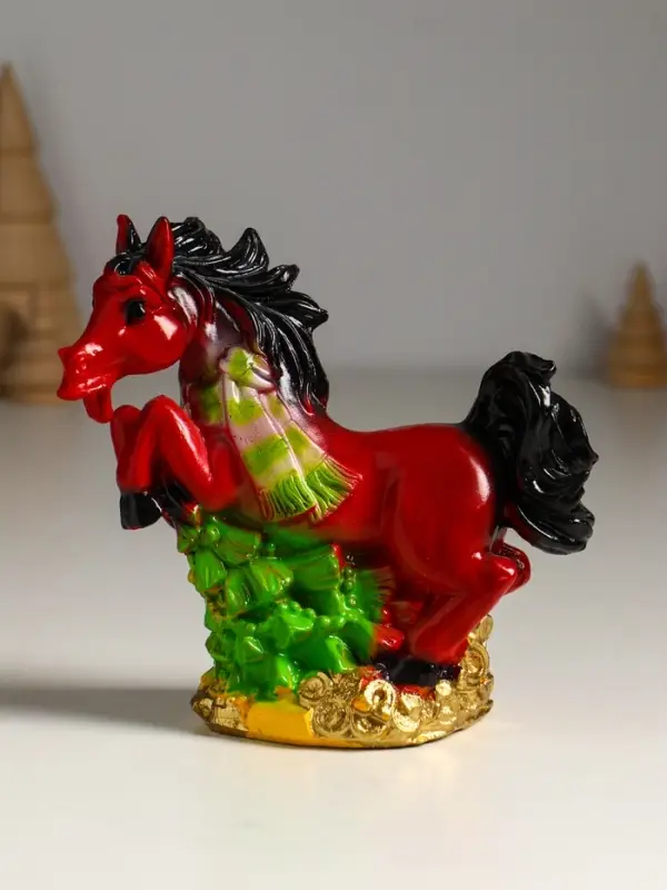 Копилка Копилка "Огненный конь с ёлкой" 13х13х6,5 см,