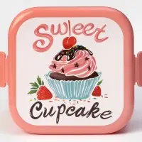 Ланч - бокс в школу IDEA &laquo;Капкейки&raquo;, 800 мл, 12.5&times;13&times;8.5 см, 2 отделения, пластик, бело-розовый