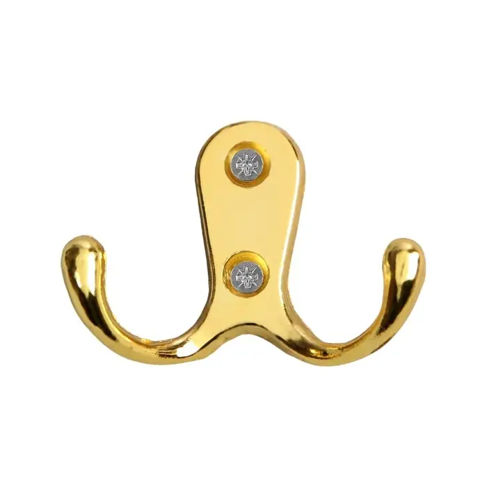 Крючок мебельный ТУНДРА TKd=006, двухрожковый, золото Крючок мебельный ТУНДРА TKd=006, двухрожковый, золото
