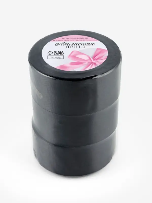 Набор лент атласных (3шт) 40мм*25&plusmn;1ярд(23м&plusmn;1м) №39 чёрный ВБ АУ