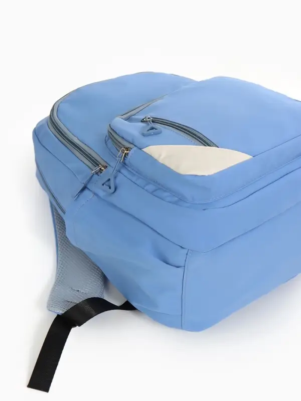 Рюкзак школьный на молнии, с отделами, карманами, размер 31&times;18&times;44 см, голубой