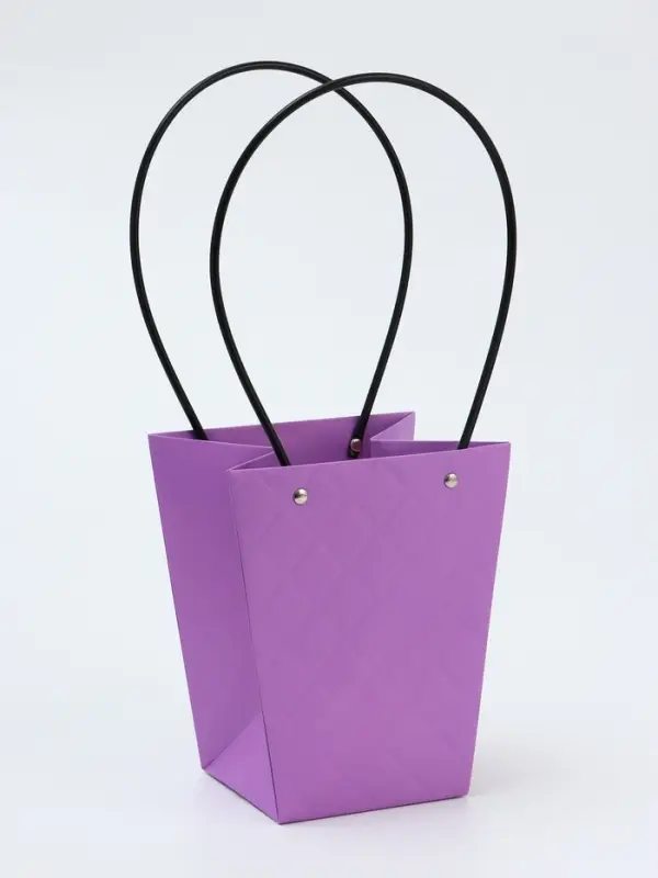 Сумка для цветов тиснение сиреневая влагостойкая, 17&times;17 - 11.5&times;11.5 - 20 см