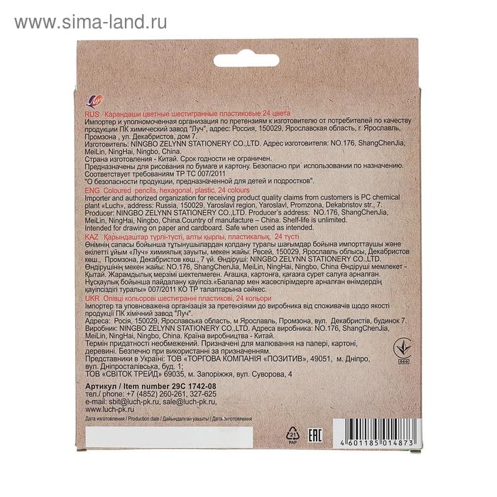 Цветные карандаши 24 цвета ZOO, пластиковые, шестигранные Цветные карандаши 24 цвета ZOO, пластиковые, шестигранные