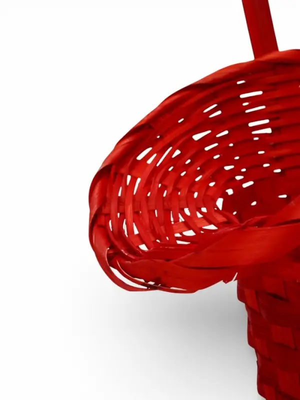 Корзина плетеная 21 х 18 х 14 см, ручка h=15 см, красный "шляпа"