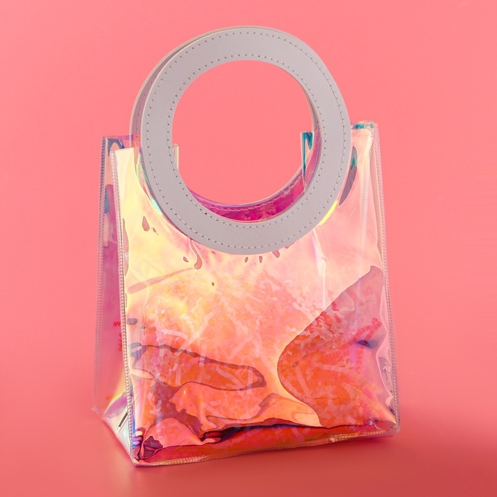 Пакет подарочный из ПВХ, белый, ирридисцентный, 20 х 18 х 10 см Пакет подарочный из ПВХ, белый, ирридисцентный, 20 х 18 х 10 см