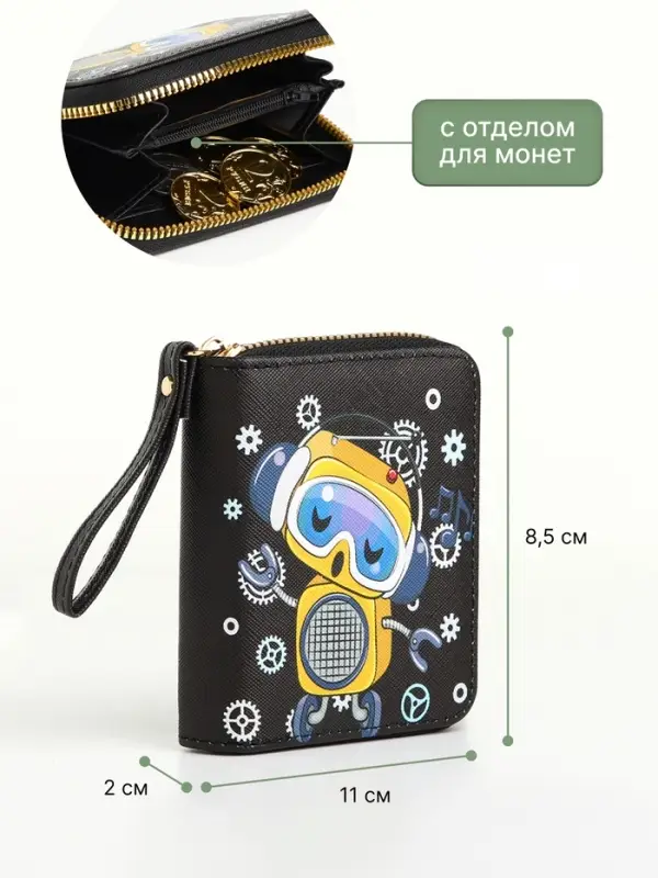 Кошелёк на молнии, чёрный