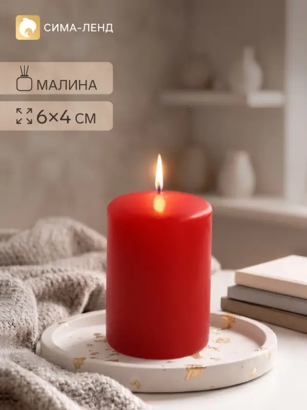 Ароматическая свеча - цилиндр &laquo;Сладкая малина&raquo;, 4&times;6 см