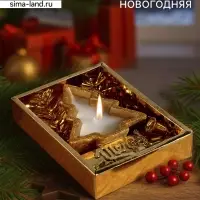 Свеча новогодняя с декором &laquo;Золотая ёлочка&raquo;, 12&times;10&times;4 см