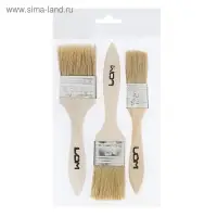 Набор кистей ЛОМ, натуральная щетина, деревянная рукоятка, 1-1.5-2", 25, 38, 50 мм