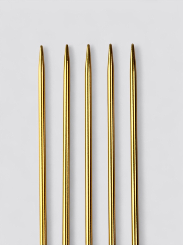 Спицы для вязания чулочные 15см d4мм (5шт) PVC-пакет алюминий золото  АУ