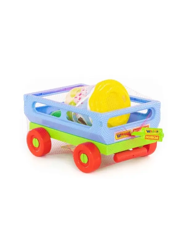 Набор игрушек для песочницы, 6 предметов: тележка, ведро, ситечко, лопатка, грабельки, формочка
