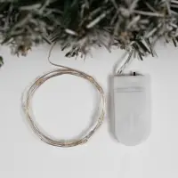 Гирлянда &laquo;Нить&raquo; 1 м роса, IP20, серебристая нить, 10 LED, батарейки CR2032&times;2 (в комплекте), свечение тёплое белое