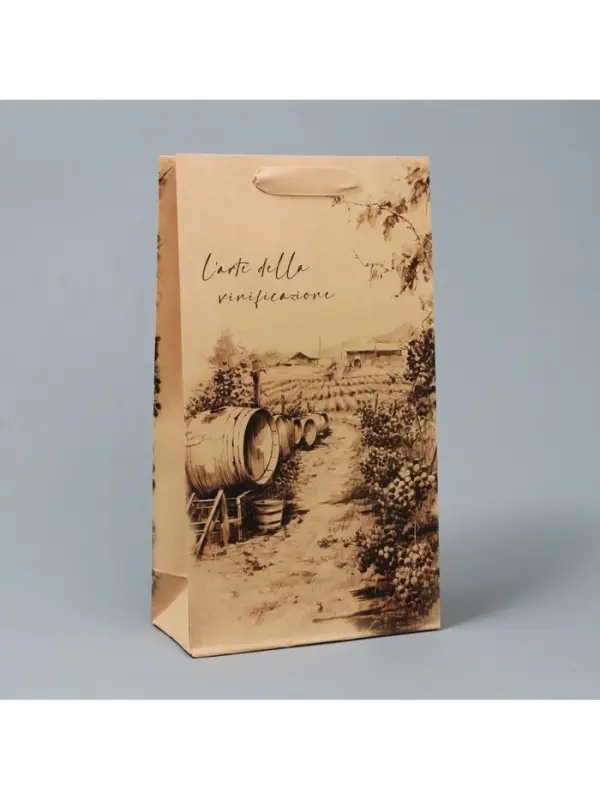 Пакет подарочный под две бутылки, упаковка, Winery, 35&times;20&times;9 см