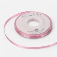 Лента атласная TEIRA, двухсторонняя, 6 мм, 25&plusmn;1 м, розовая №158