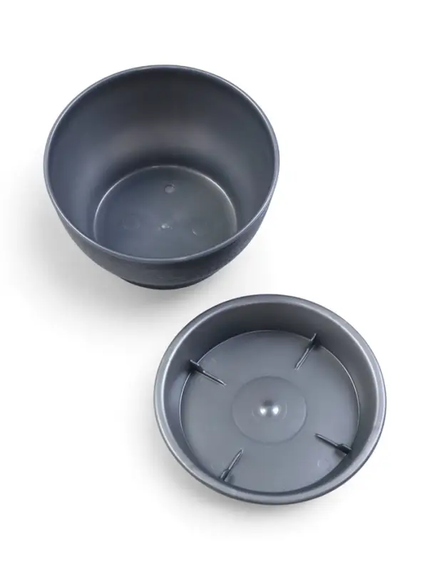 Горшок для цветов с поддоном 0,5 л d12,5см h0,7 см "Фиалочка" серый перламутр