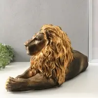 Фигура гипс &laquo;Лев лежа&raquo;, правый, бронза с золотом, 33&times;65&times;33 см