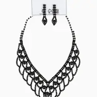 Набор 2 предмета: серьги, колье &laquo;Вернисаж&raquo;, шарики, чёрный, 30 см