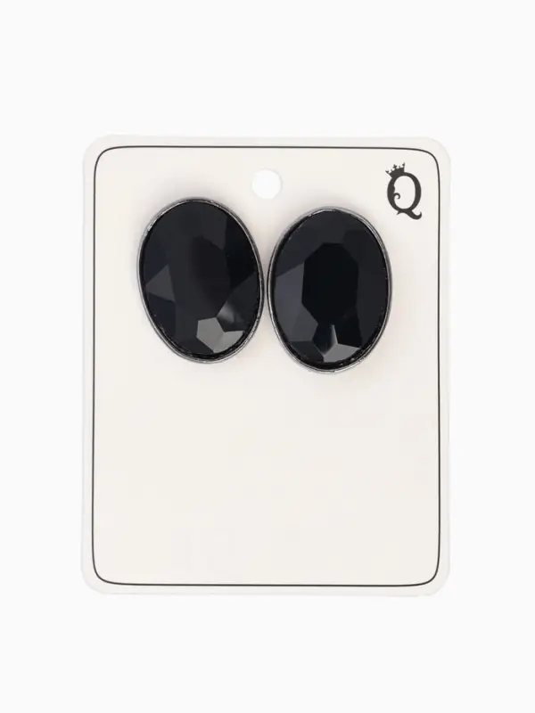 Серьги клипсы для ушей QF &laquo;Овал&raquo;, цвет серебро, чёрный