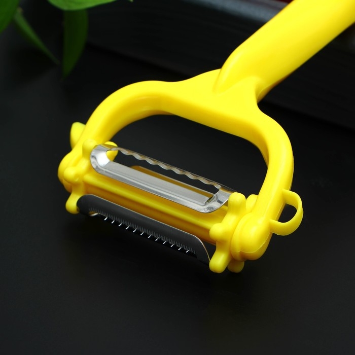 Овощечистка многофункциональная Доляна, 16×9 см, цвет жёлтый Овощечистка многофункциональная Доляна, 16×9 см, цвет жёлтый