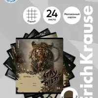 Тетрадь 24 листа в клетку ErichKrause Stay Wild, 60 г/м&sup2;, обложка мелованный картон, МИКС
