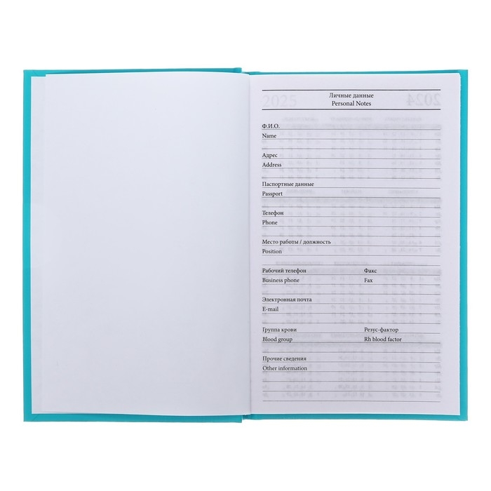 Ежедневник недатированный А5 128 листов, обложка бумвинил, БИРЮЗОВЫЙ Ежедневник недатированный А5 128 листов, обложка бумвинил, БИРЮЗОВЫЙ