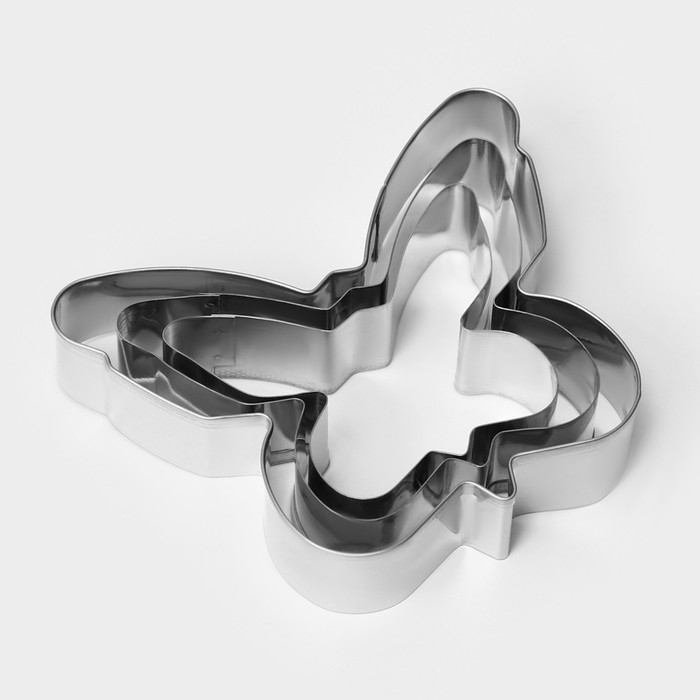 Набор форм для печенья Доляна &laquo;Бабочка&raquo;, 3 шт, цвет серебристый