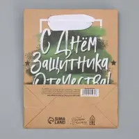 Пакет подарочный крафтовый, упаковка, «С 23 февраля», 12 х 15 х 5.5 см