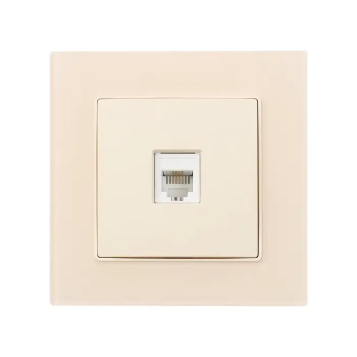 Розетка телефонная TOT Matte Glass, стекло, скрытая, одноместная, бежевая