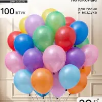 Воздушные шары латексные 12", перламутр, металл, 100 шт., МИКС
