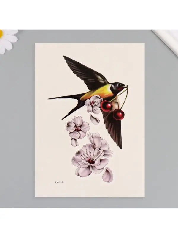 Переводная тату на тело цветная &laquo;Ласточка&raquo;, 26.1&times;14.6 см